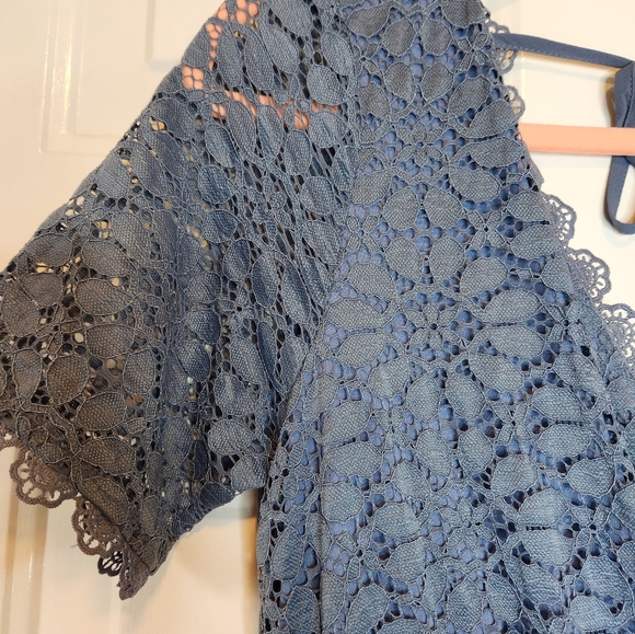 Baltic Born Venice Lace Maxi Dress Crossover Neck Blue Size Large - Picture 6 of 12